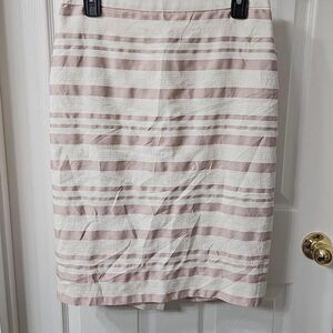 Coastal Grandmother J.Crew Striped Textured Pencil Skirt Pink Cream Size 6